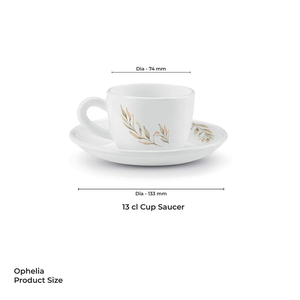 Treo Ophelia Collection Selene Opalware 13 CL Cup Saucer Set - 4