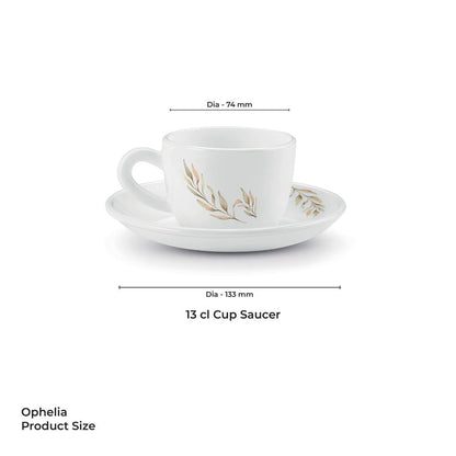 Treo Ophelia Collection Selene Opalware 13 CL Cup Saucer Set - 4