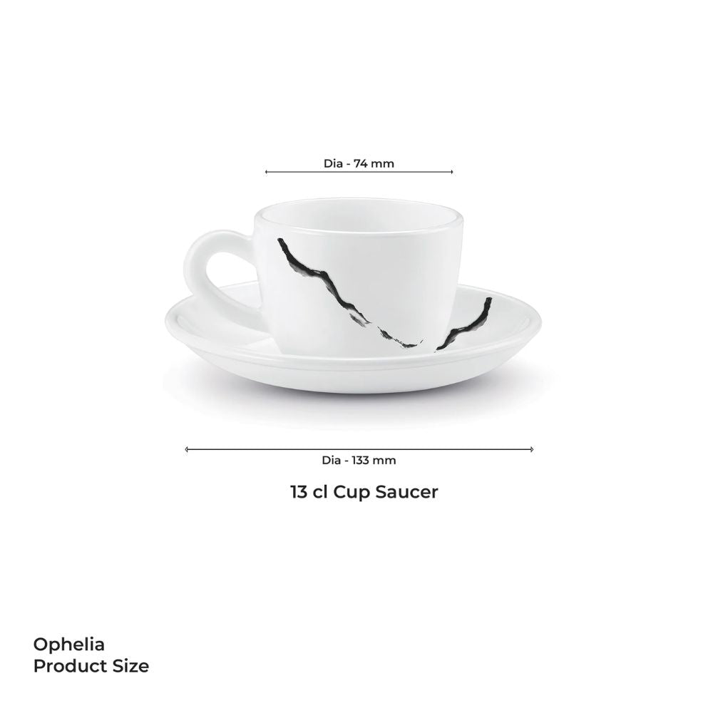 Treo Ophelia Collection Stria Opalware 13 CL Cup Saucer Set - 4