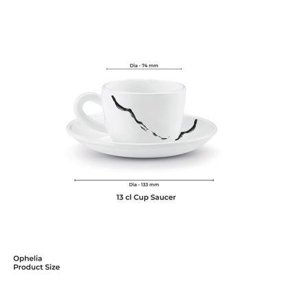Treo Ophelia Collection Stria Opalware 13 CL Cup Saucer Set - 4
