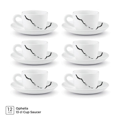 Treo Ophelia Collection Stria Opalware 13 CL Cup Saucer Set - 3