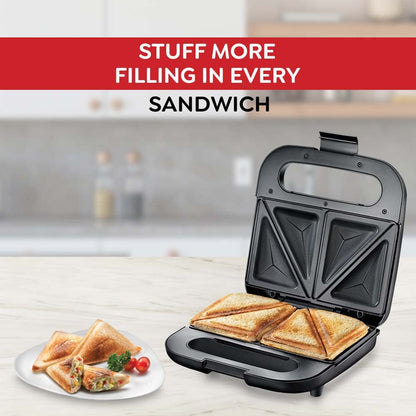 Prestige PSDP 01 750 Watts Sandwich Toaster with Deep Non-Stick Fixed Sandwich Plates | Black only at www.rasoishop.com