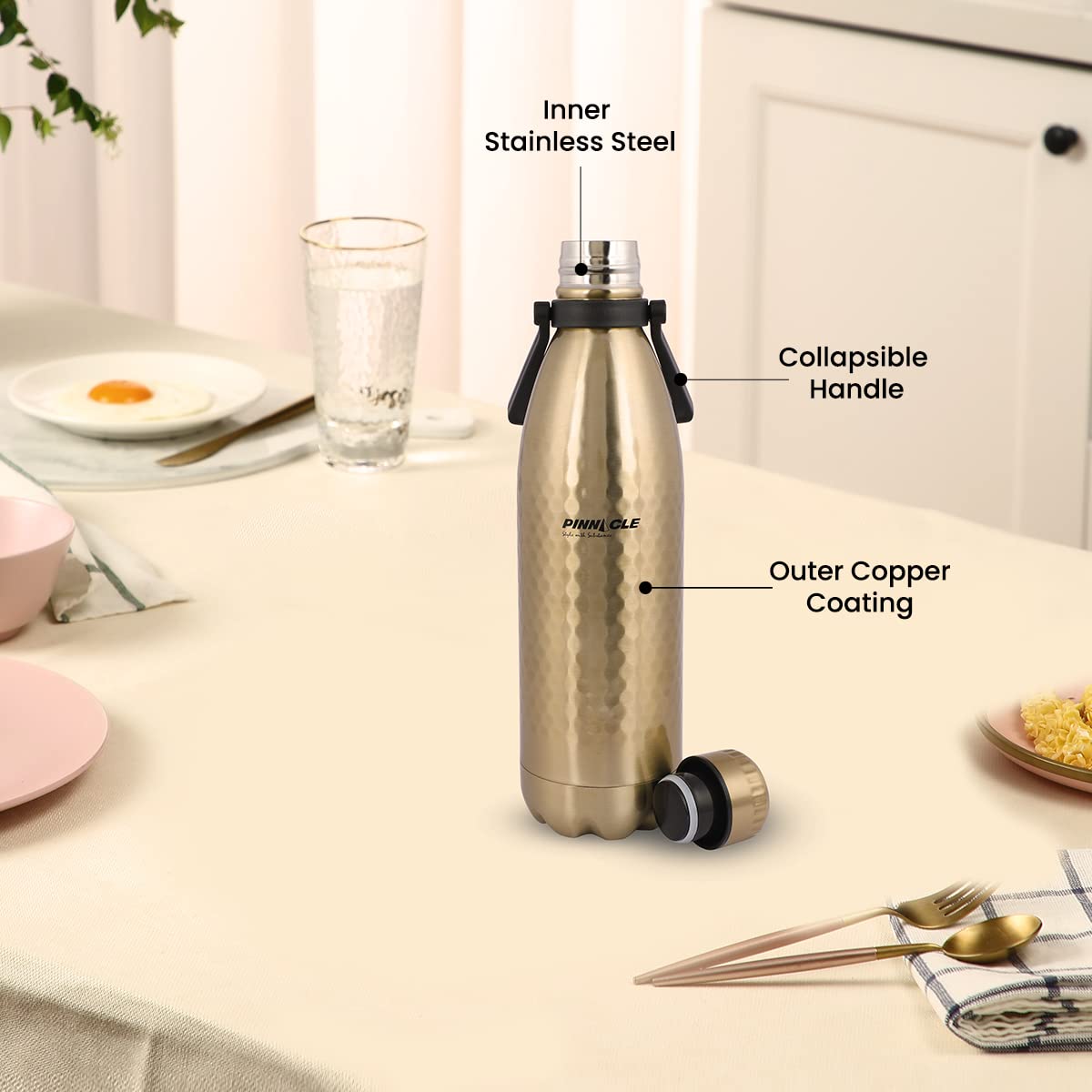 Pinnacle Pelican Stainless Steel Water Bottle | Insulated Steel Water Bottle 1 Litre |BPA Free| 24hrs Cold & Hot Water Bottle | Water Bottle for Kids & Adults | School, Office & Gym water bottle | Gold Visit the Pinnacle Store