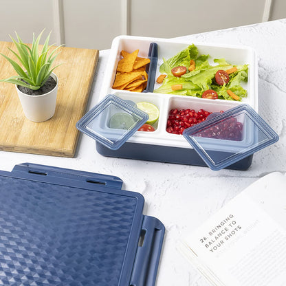 Pinnacle PentaGo Insulated Lunch Box (900ml) | Adjustable Divider | Microwave Safe Lunch Box | 4 Compartments | Lunch Box for Kids & Office Women | Keeps Warm for 4hrs |