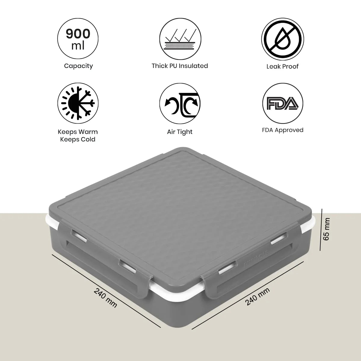 Pinnacle PentaGo Insulated Lunch Box (900ml) | Adjustable Divider | Microwave Safe Lunch Box | 4 Compartments | Lunch Box for Kids & Office Women | Keeps Warm for 4hrs |