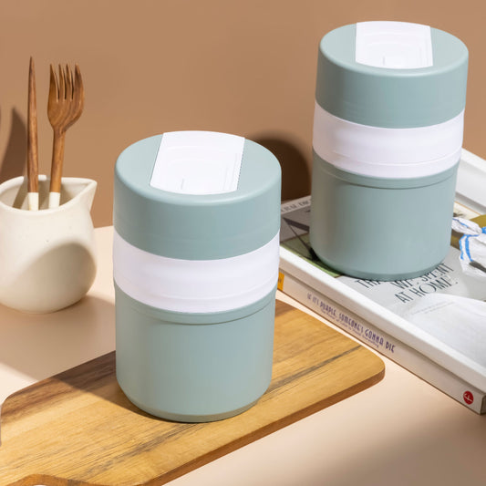 Pinnacle Pogo Matt Premium Stainless Steel Insulated Lunch Pot with Dual Compartment and Folding Spoon | (400ml)
