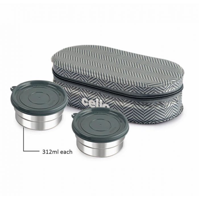 Cello Stainless Steel Quick Lunch Deluxe 2 Container Lunch Box - 3