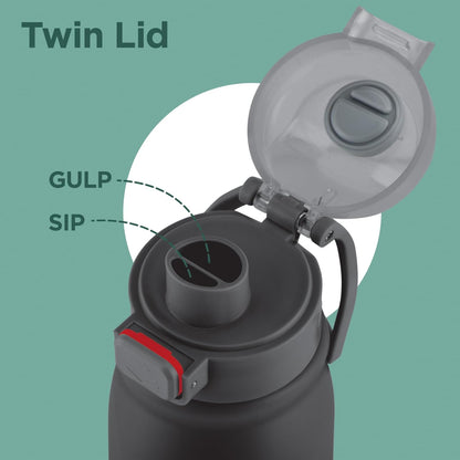 Milton Reva Stainless Steel Water Bottle with Twin Lid - 12