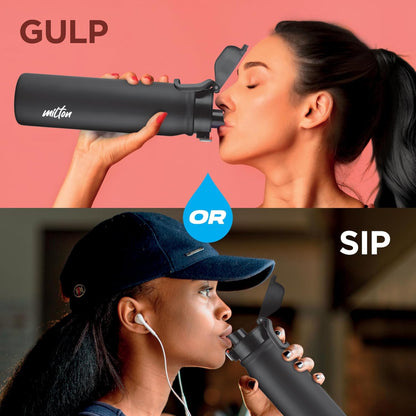 Milton Reva Stainless Steel Water Bottle with Twin Lid - 16