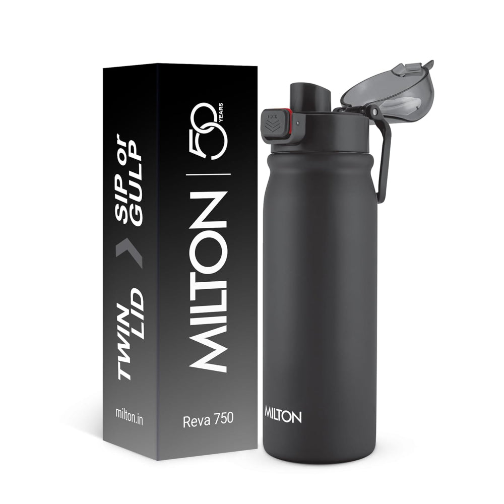 Milton Reva Stainless Steel Water Bottle with Twin Lid - 18