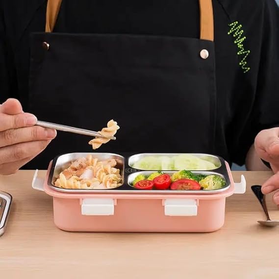 Rasoishop SS Lunch Box Bento Box - Chopstick with spoon 750 ml - DEO10196
