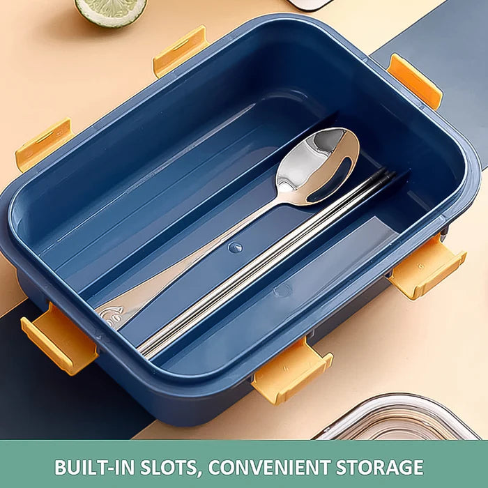 Rasoishop SS Lunch Box Bento Box - Chopstick with spoon 750 ml - DEO10196
