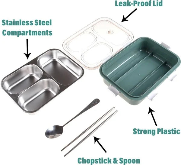 Rasoishop SS Lunch Box Bento Box - Chopstick with spoon 750 ml - DEO10196
