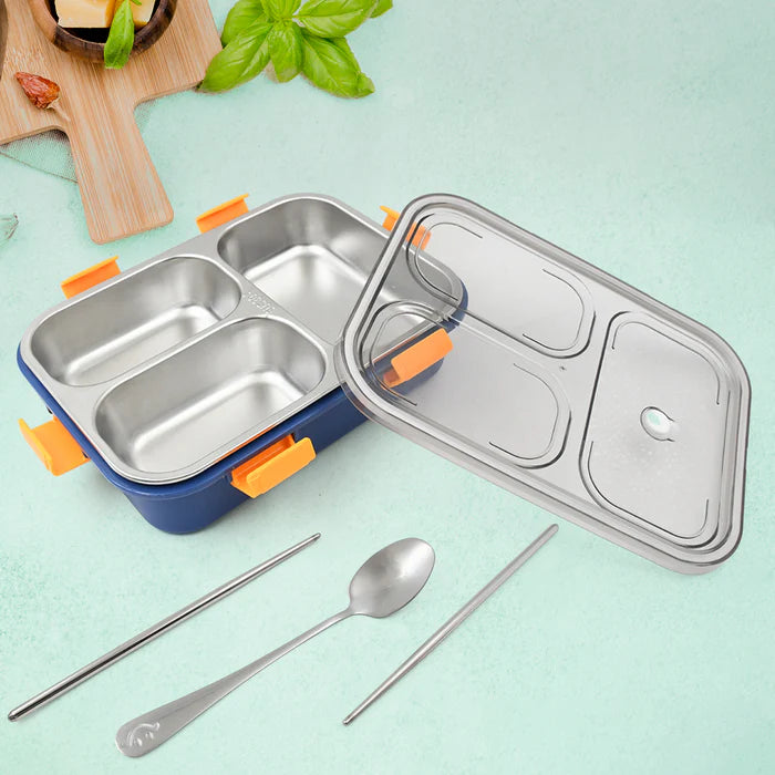 Rasoishop SS Lunch Box Bento Box - Chopstick with spoon 750 ml - DEO10196
