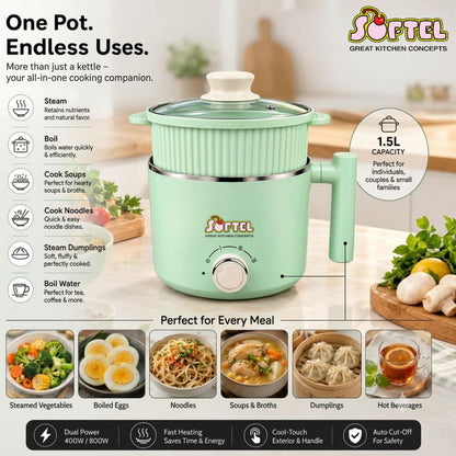 Softel Classic 600 Watts 1.5 Litre Multipurpose Electric Kettle with Steamer - 4