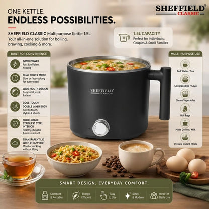 Softel Sheffield Classic 600 Watts 1.5 Litre Multipurpose Electric Kettle with Steamer - 5