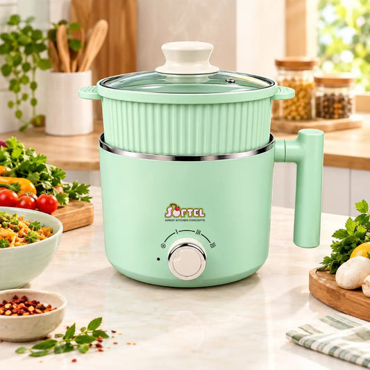 Softel Classic 600 Watts 1.5 Litre Multipurpose Electric Kettle with Steamer | Aqua Green