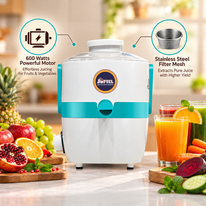 Softel Centrifugal Juicer Sr. 600 Watts – Fresh Juice Made Easy | Fruit and Vegetable Juicer