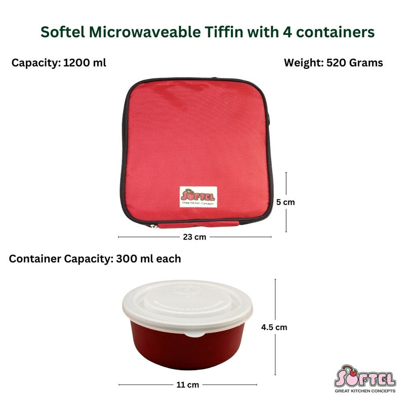 Softel Microwaveable Tiffin with 4 containers - SOF3681 - 4