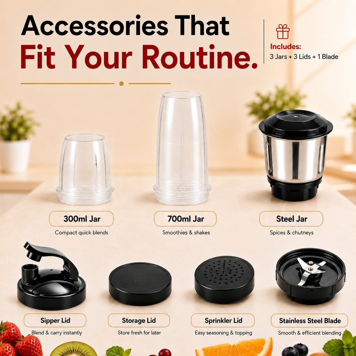 Softel Nutri Blender 400 Watts Mixer Grinder with 2 Multipurpose Jars | Chutney Jar | 100% Full Copper Motor