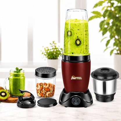 Softel Nutri Blender 400 Watts Mixer Grinder with 2 Multipurpose Jars | Chutney Jar | 100% Full Copper Motor