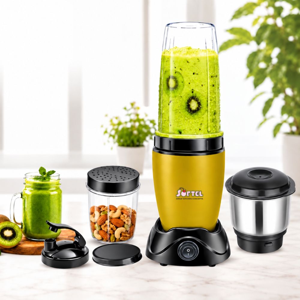 Softel Nutri Blender 400 Watts Mixer Grinder with 2 Multipurpose Jars | Chutney Jar | 100% Full Copper Motor