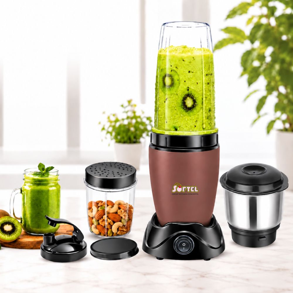 Softel Nutri Blender 400 Watts Mixer Grinder with 2 Multipurpose Jars | Chutney Jar | 100% Full Copper Motor