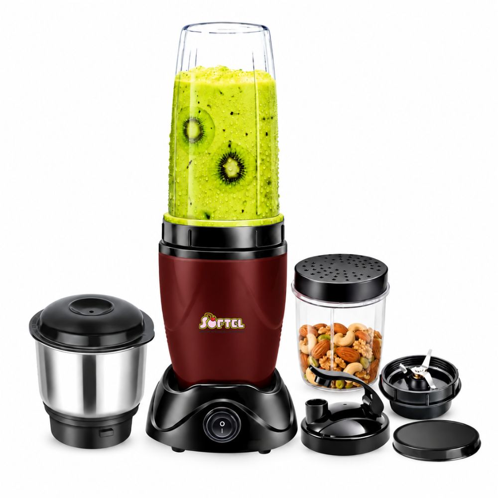 Softel Nutri Blender 400 Watts Mixer Grinder with 2 Multipurpose Jars | Chutney Jar | 100% Full Copper Motor