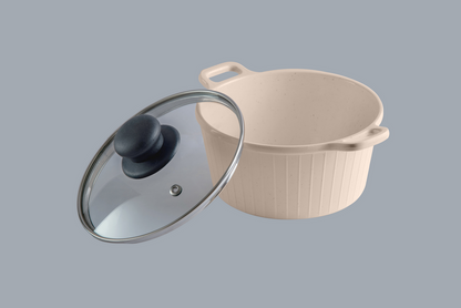 Terraware Melamine Casserole with Glass Lid | Set of 3 | Speckled Green | Speckled Cream | Speckled Grey