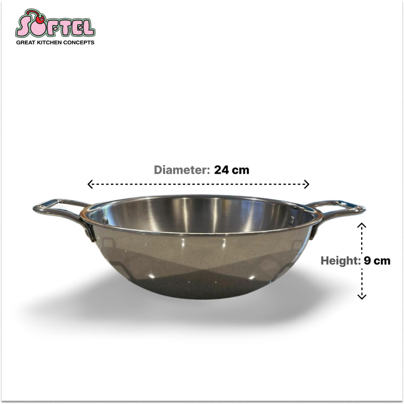 Softel Tri-Ply Stainless Steel kadhai | Gas & Induction Compatible-4