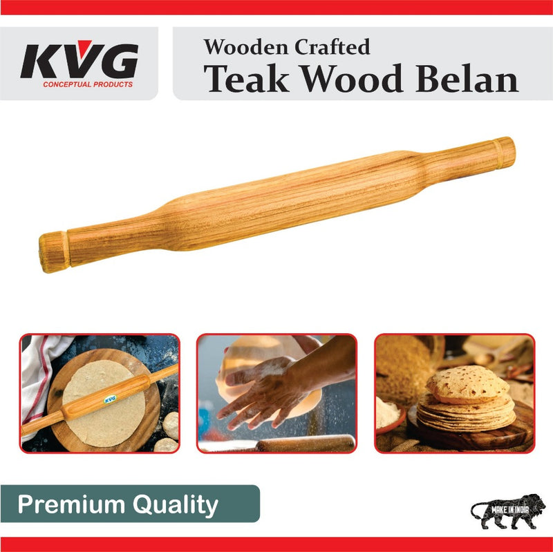 KVG Teak Wood Belan | Rolling Pins | Brown - 3