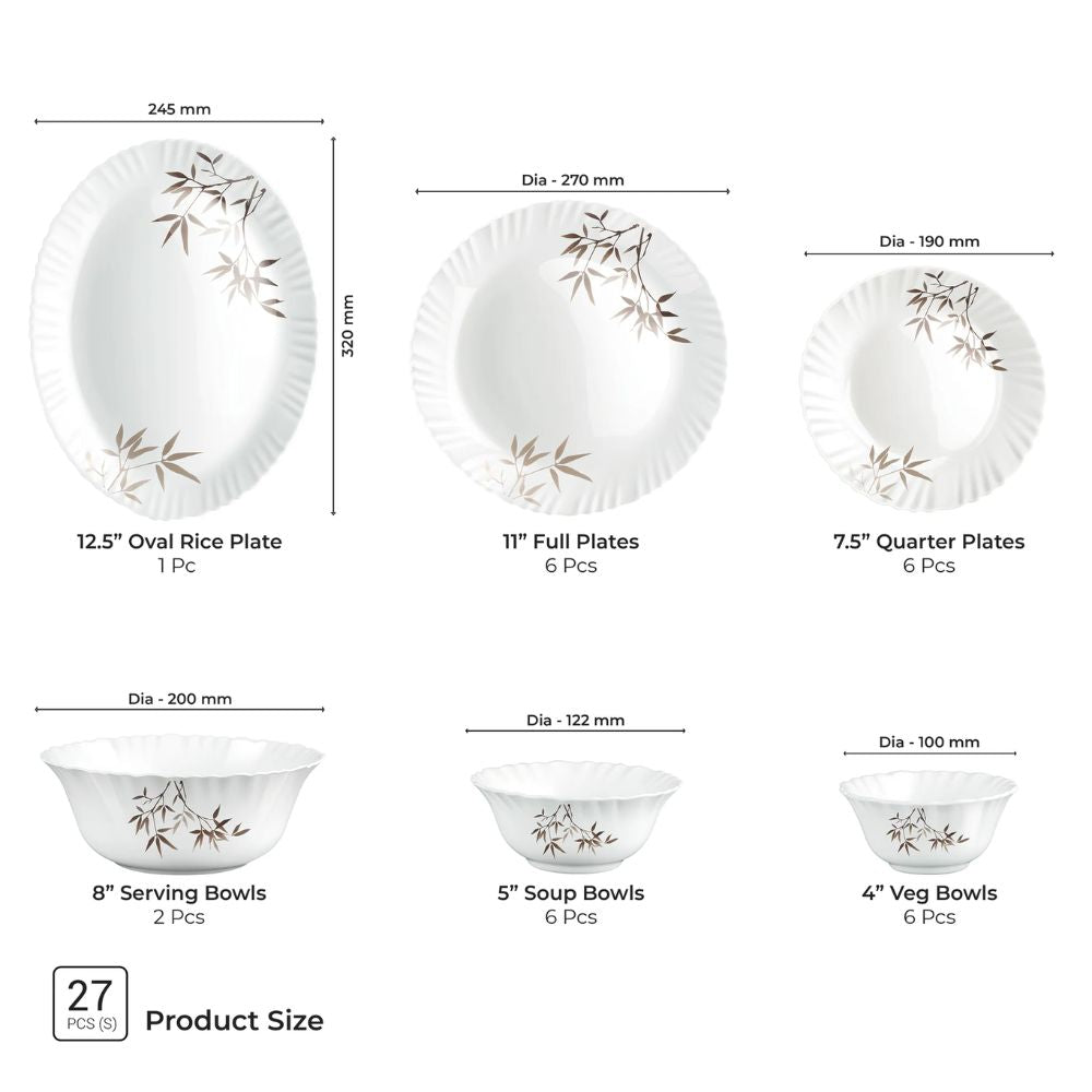 Treo Aurelia Collection Opalware Dinner Set with Soup Bowl - 24