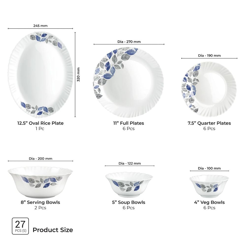 Treo Aurelia Collection Opalware Dinner Set with Soup Bowl - 27