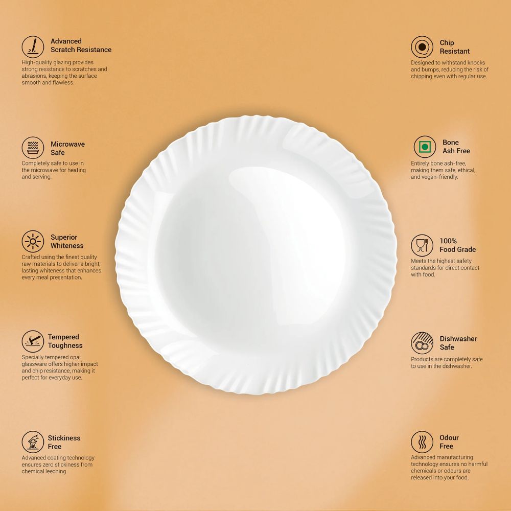 Treo Aurelia Collection Opalware Dinner Set with Soup Bowl - 10