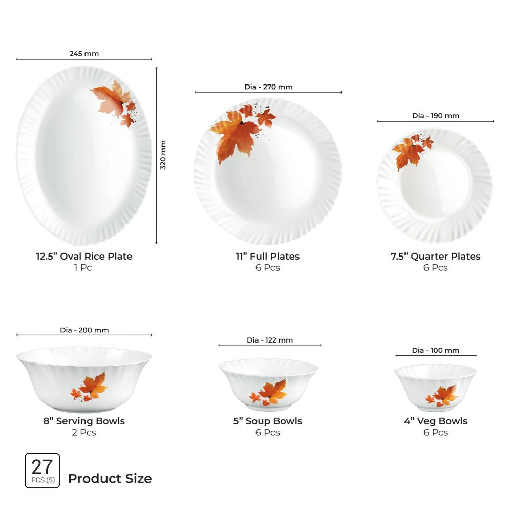 Treo Aurelia Collection Opalware Dinner Set with Soup Bowl - 9