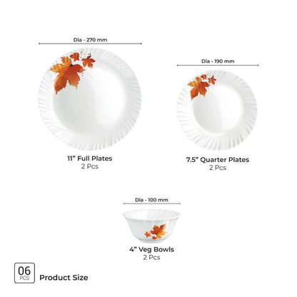 Treo Aurelia Collection Mapelle Series Opalware Dinner Set - 6