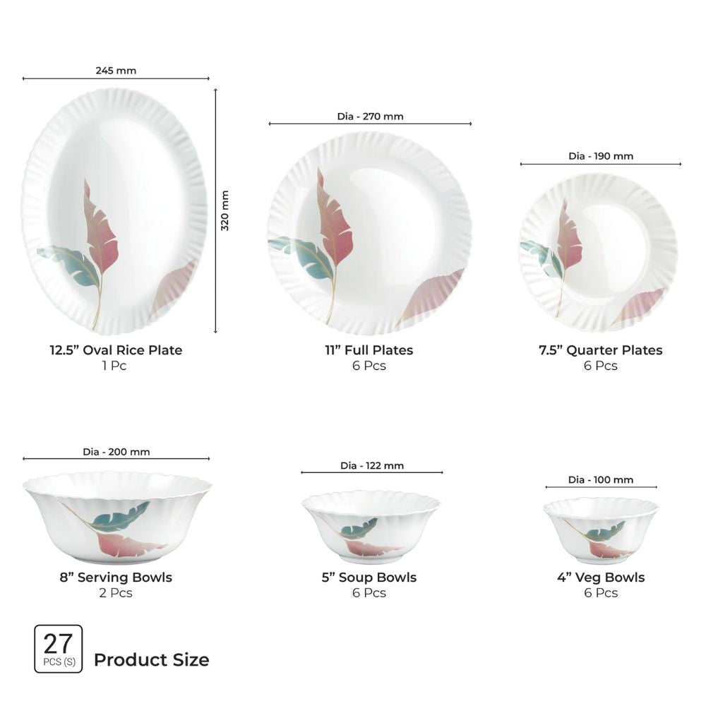 Treo Aurelia Collection Opalware Dinner Set with Soup Bowl - 15