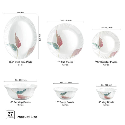 Treo Aurelia Collection Opalware Dinner Set with Soup Bowl - 15