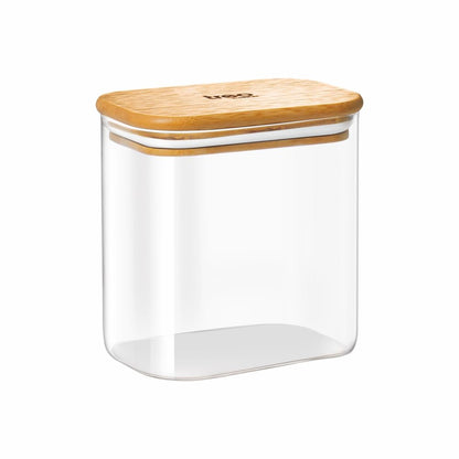 Treo Borosilicate Recto Storage Glass Jar with Wooden Lid - 7
