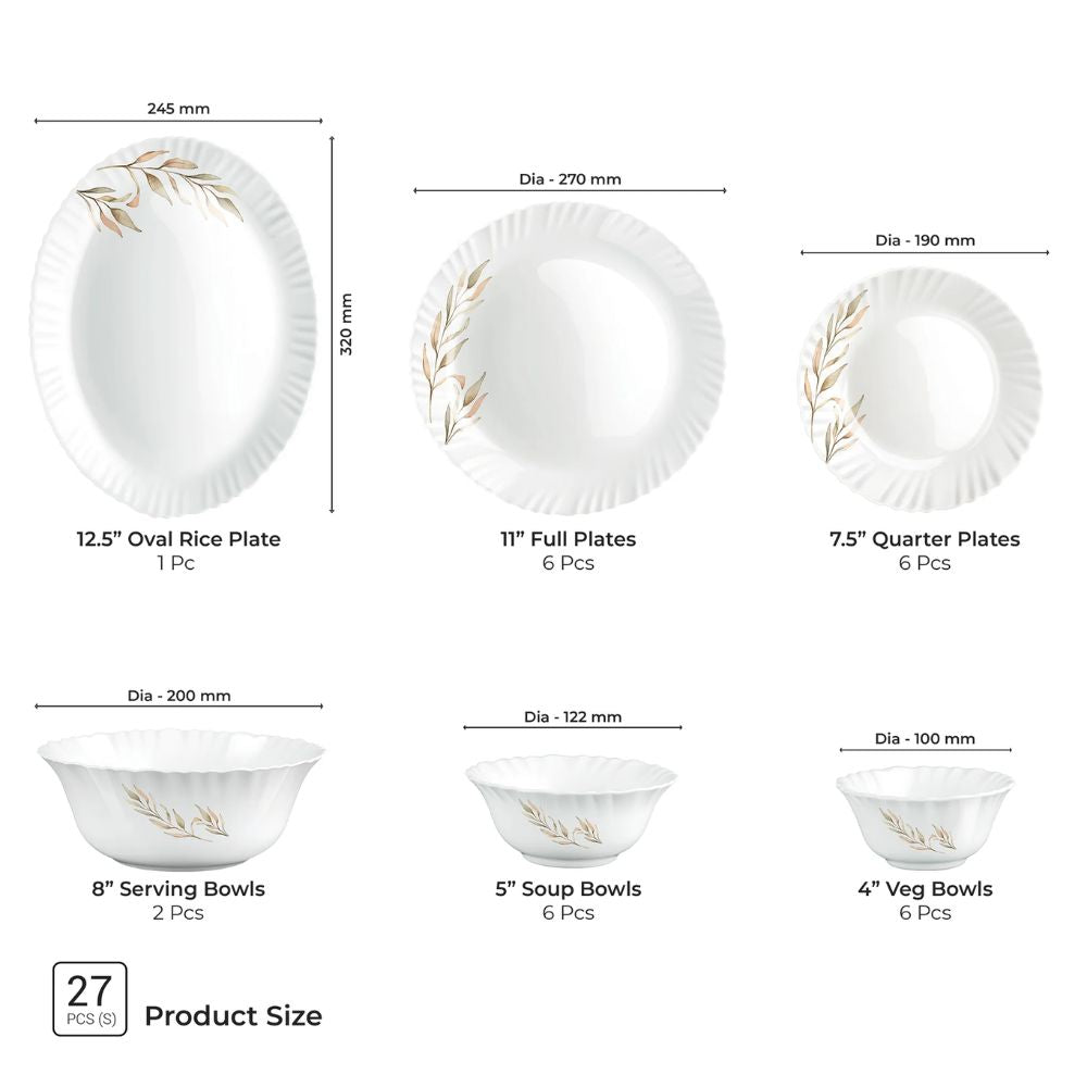 Treo Aurelia Collection Opalware Dinner Set with Soup Bowl - 21