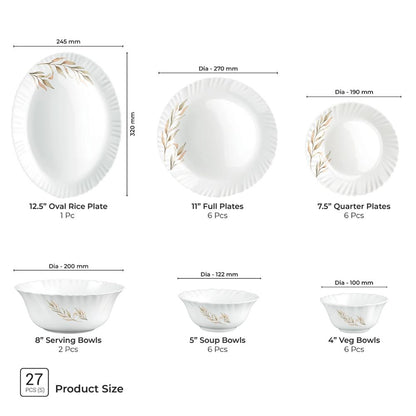 Treo Aurelia Collection Opalware Dinner Set with Soup Bowl - 21