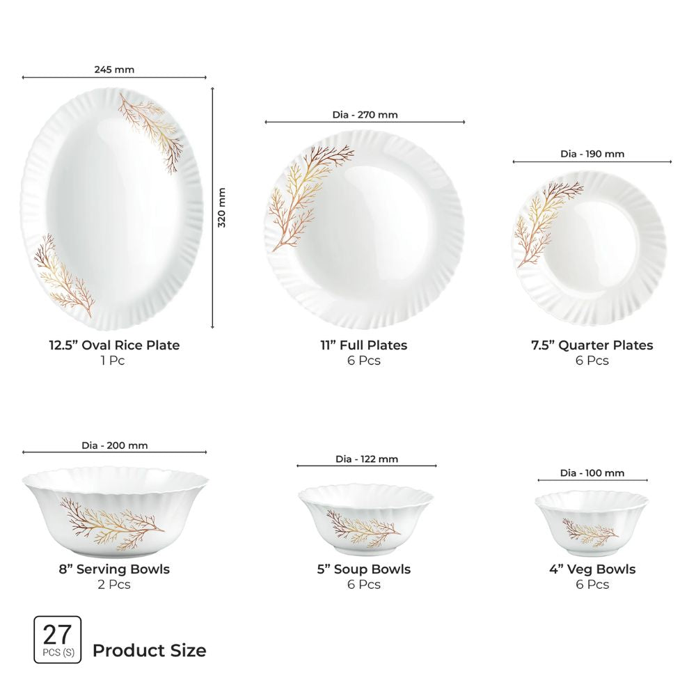 Treo Aurelia Collection Opalware Dinner Set with Soup Bowl - 30