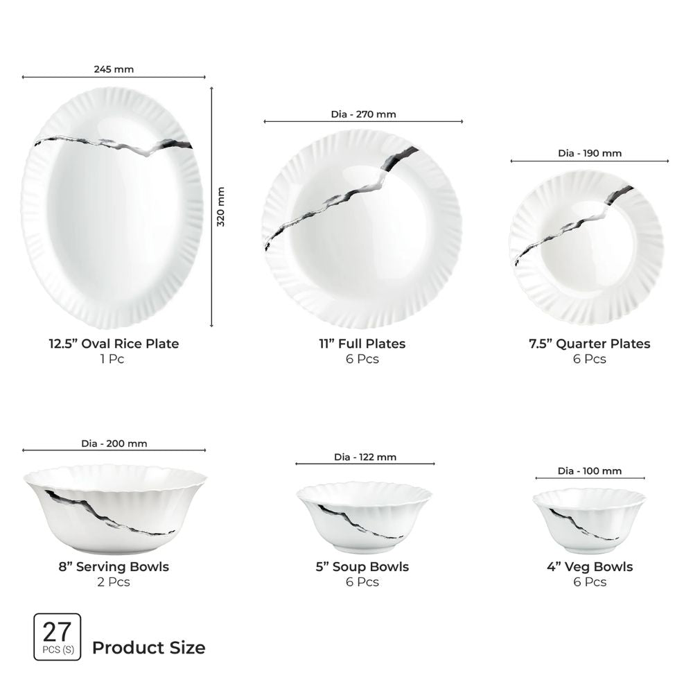 Treo Aurelia Collection Opalware Dinner Set with Soup Bowl - 18