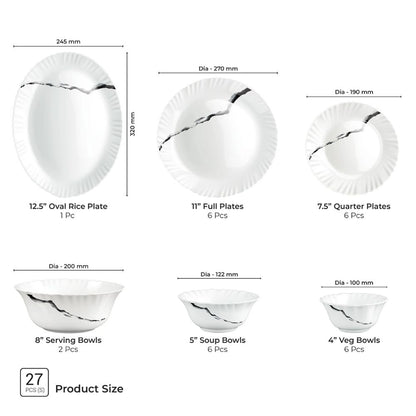 Treo Aurelia Collection Opalware Dinner Set with Soup Bowl - 18