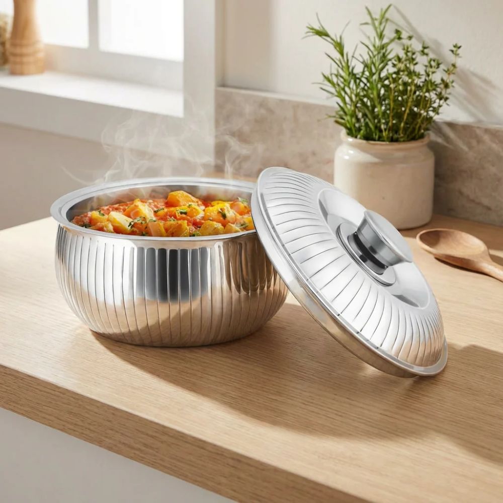 Milton Tulip Insulated Stainless Steel Casserole | Silver – Rasoi Shop