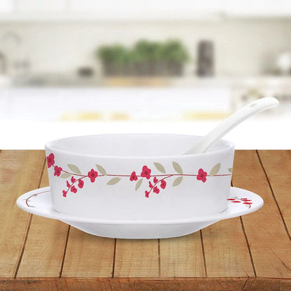 सॉसर सेटसह बोरोसिल सूप बाउल द्वारे लाराह | 18 पीसीचा संच