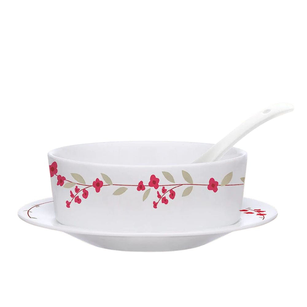 सॉसर सेटसह बोरोसिल सूप बाउल द्वारे लाराह | 18 पीसीचा संच