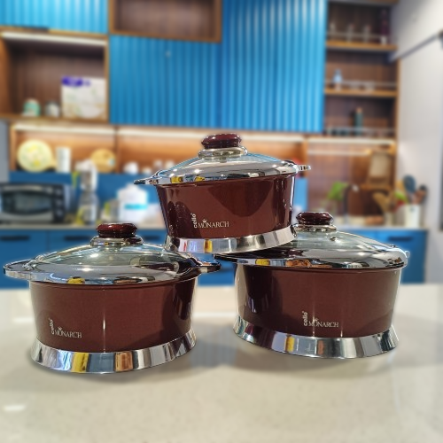 Cello Insulated Hotpot Monarch 3pcs Set | Black| Maroon|