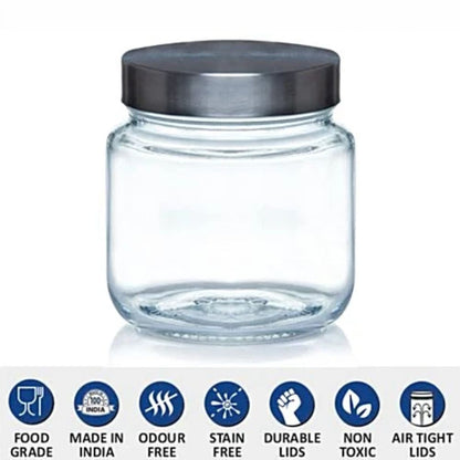 Yera Steelex Storage Round Jar with Steel Cap - 3