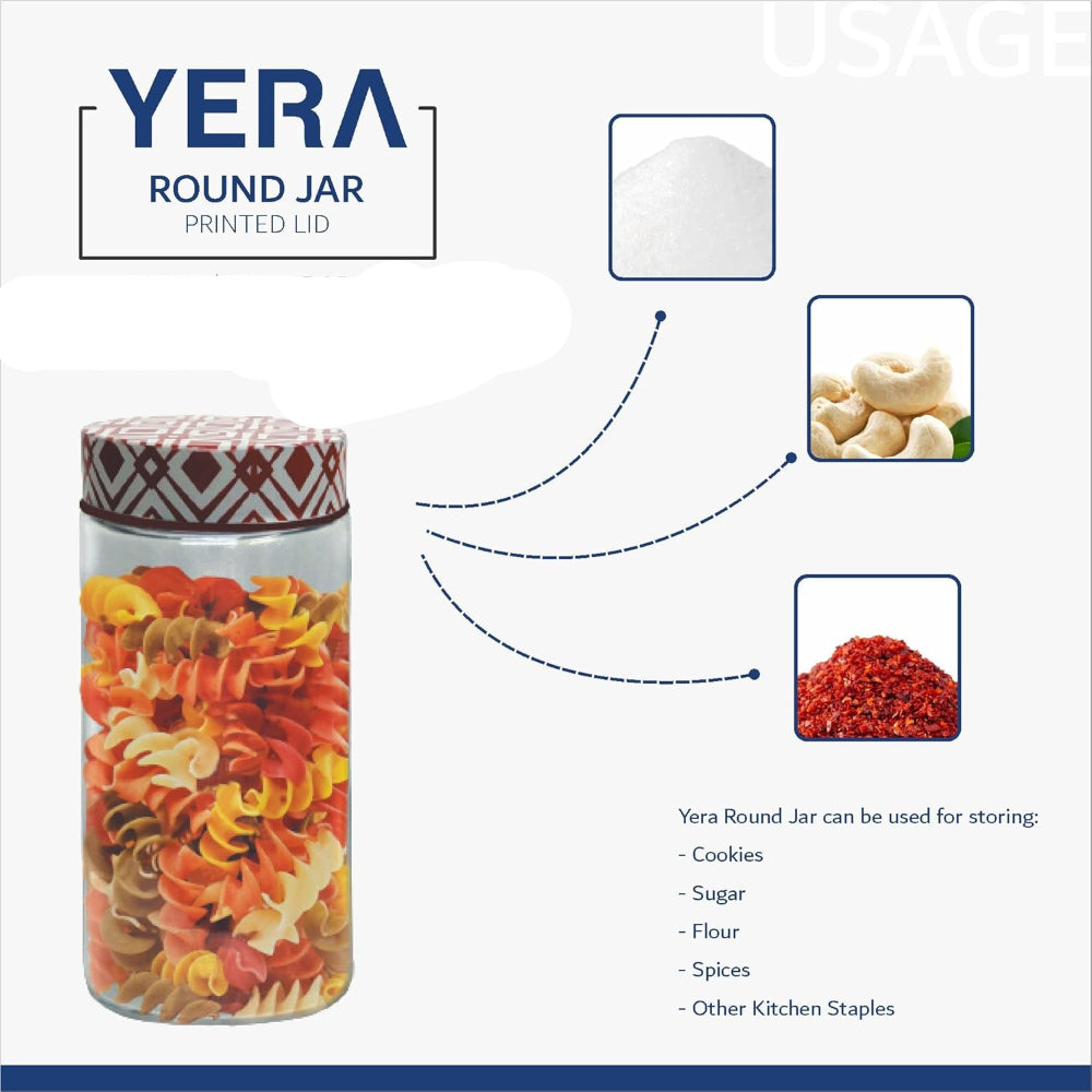 Yera Matrix 680 ML Glass Storage Jar with Printed Lid - 4